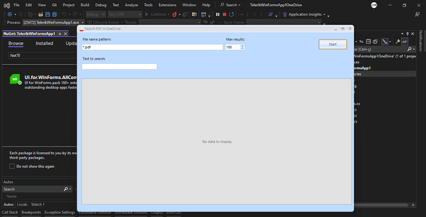 Search Text in PDF Files on OneDrive Using Telerik